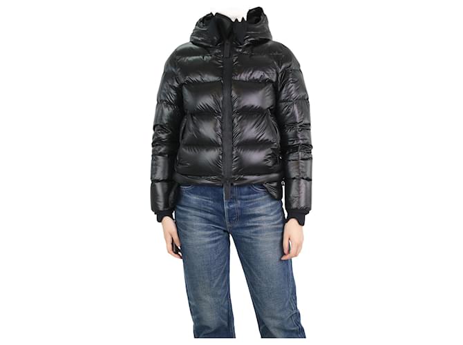 Autre Marque Black gloss long-sleeved puffer jacket - size S Polyester  ref.1070964