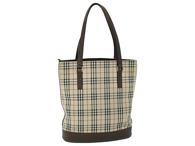 BURBERRY Nova Check Tote Bag Canvas Leather Beige Brown Auth 54025 Cloth  ref.1071286