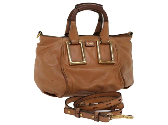 Chloé Chloe Etel Hand Bag Leather 2way Brown 03-12-50-65 Auth yb341  ref.1071290