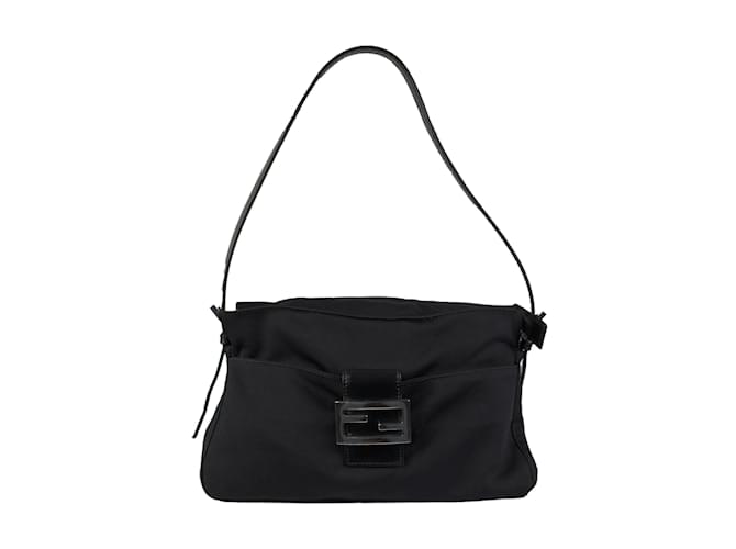 Baguette Bolsa de ombro baguete Fendi Mamma Preto Pano  ref.1071359