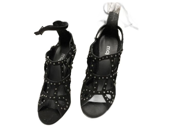 Sandali Maje in pelle nera Nero
