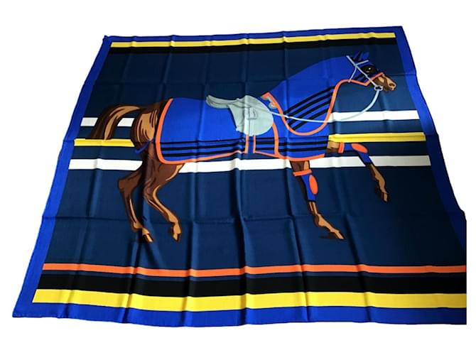 Hermès "cheval à la couverture" Cachemire Bleu Marine  ref.1071508
