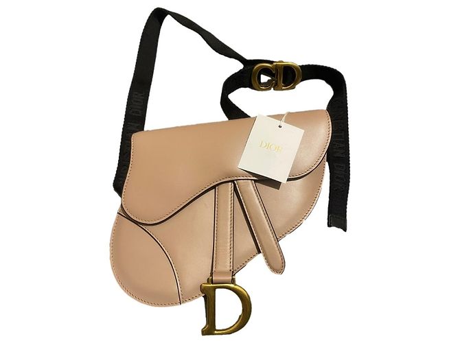 Bolsa de cintura Dior Saddle Rose Rosa em couro