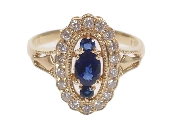 & Other Stories [LuxUness] 18k Gold Diamond & Sapphire Ring Metal Ring in Excellent condition Golden  ref.1071830