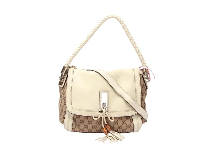 Gucci GG Canvas Bella Flap Shoulder Bag 282301 Brown Cloth  ref.1071833