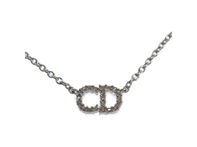 Petit CD Double Necklace Gold-Finish Metal and White Crystals | DIOR US