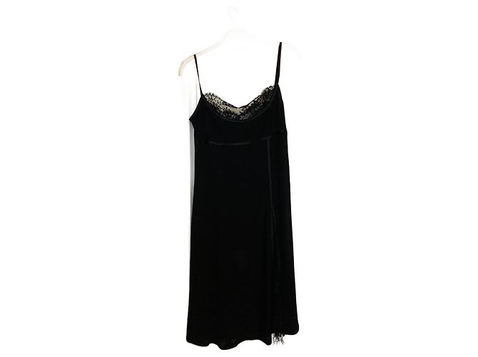 Autre Marque JIKI Cocktailkleid aus schwarzer Viskose mit Spitze