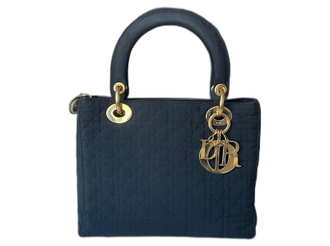 Lady Dior toile medium Noir Bijouterie dorée