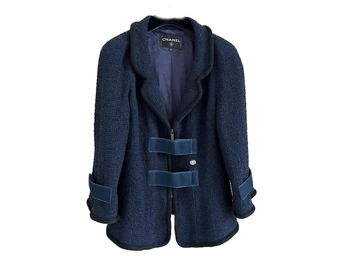 Chanel Chaqueta de tweed colección Robot Azul marino  ref.1071960