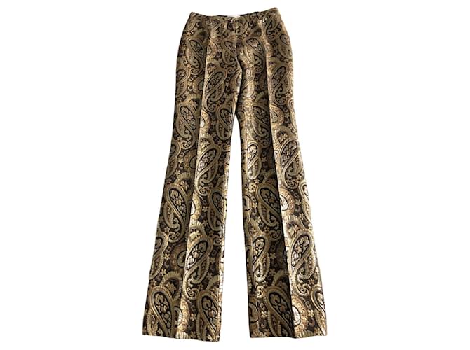Céline Celine pants with gold patterns and embroidery Golden Synthetic  ref.1072145