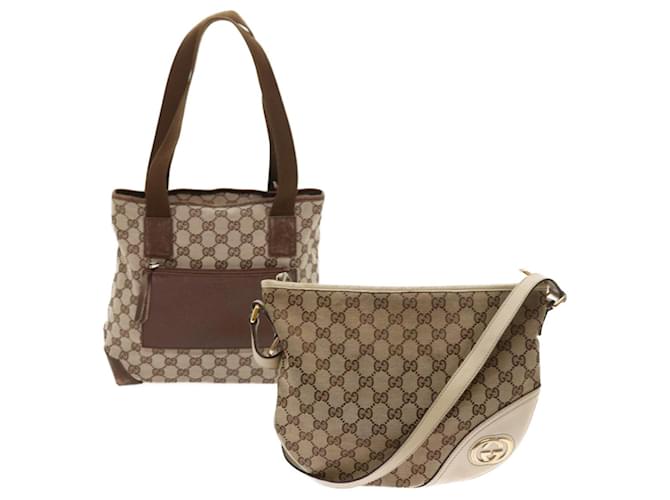 Gucci GG Canvas shoulder bag 2Set Beige Auth tb894  ref.1072324