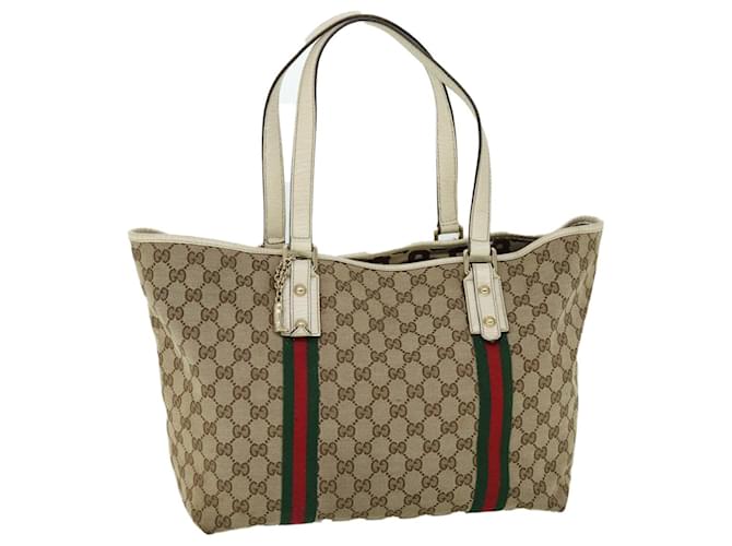 GUCCI GG Canvas Web Sherry Line Tote Bag Beige Rouge Vert 139260 Authentification5008  ref.1072394