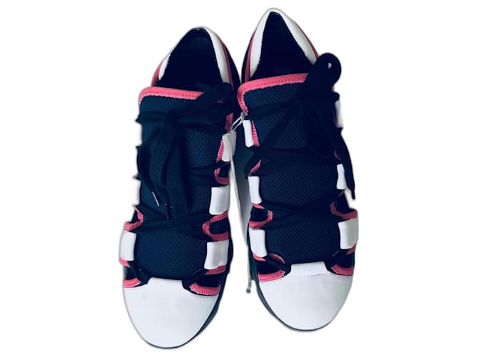 Marni Cutout Trainers Pink White Navy blue Leather Cloth Rubber  ref.1072636