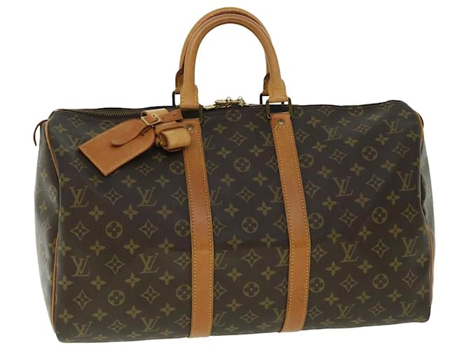Louis Vuitton Monogram Keepall 45 Boston Bag M41428 LV Auth am4854 Brown Cloth  ref.1072654