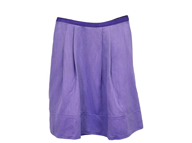 Louis Vuitton Pleated Knee-Length Skirt in Purple Linen  ref.1072735