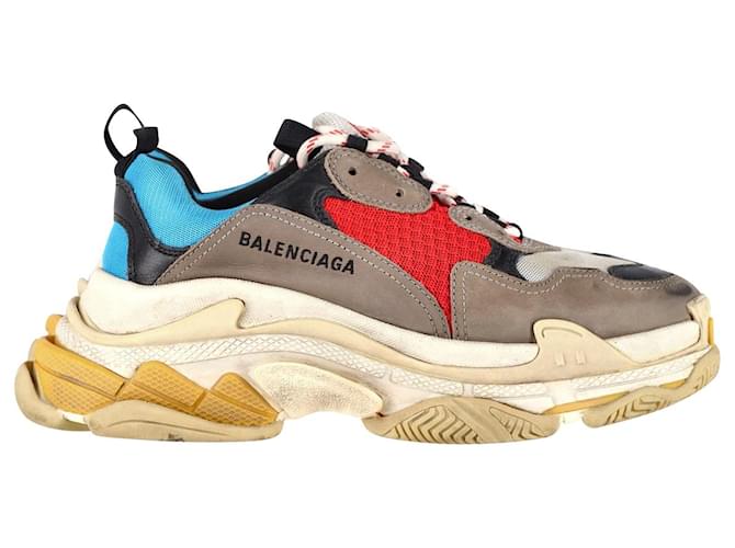 Balenciaga Triple S Sneakers aus taupefarbenem, mehrfarbigem Polyester Python drucken  ref.1072740