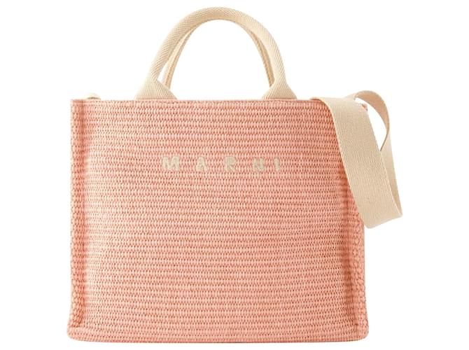 Small Basket Shopper Bag - Marni - Cotton - Light Pink  ref.1072940