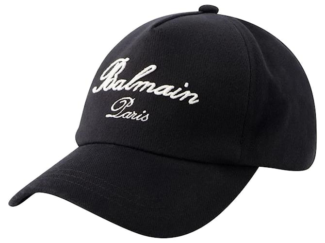 Balmain Signature Cap – Balmain – Baumwolle – Schwarz/Elfenbein  ref.1072942