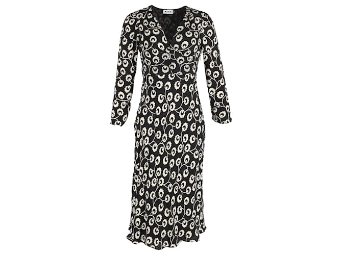 Autre Marque Rixo Stevie Floral-Print Jacquard Midi Dress in Black Silk Cotton  ref.1073081