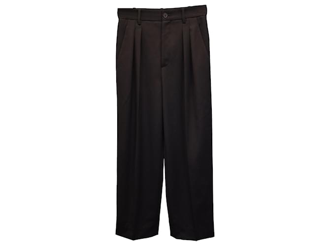 Pantalones plisados Nili Lotan Etienne de lana negra Negro  ref.1073084