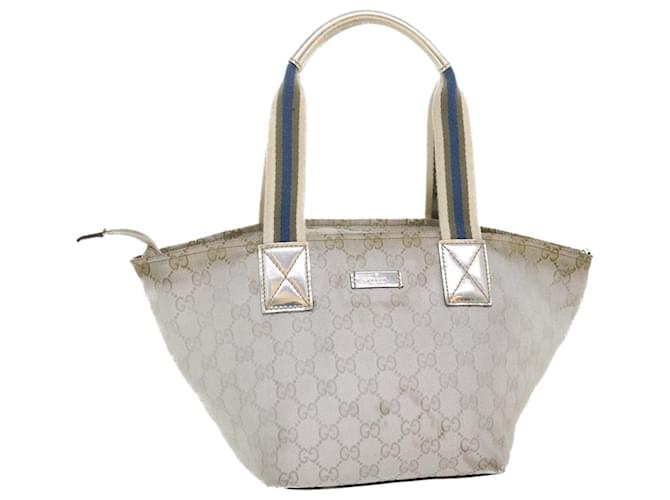 GUCCI GG Canvas Sherry Line Tote Bag Silver Blue gray 131223 Auth yt974 Metallic Cloth  ref.1073134