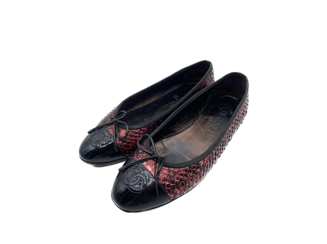 CHANEL  Ballet flats T.eu 36.5 leather Red  ref.1073324