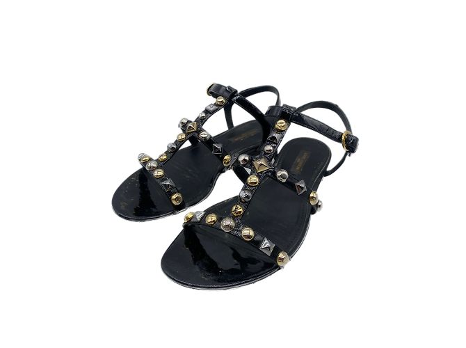 LOUIS VUITTON Sandalen T.EU 37 Leder Schwarz