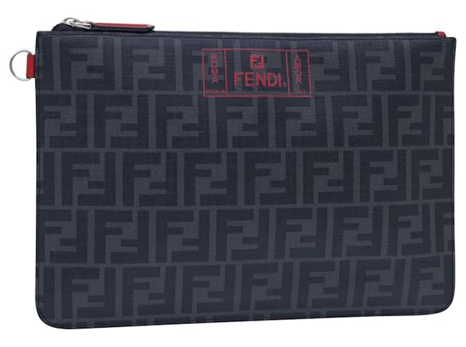 FENDI Zucca Canvas Clutch Bag Black Auth yk8081 Cloth  ref.1073706