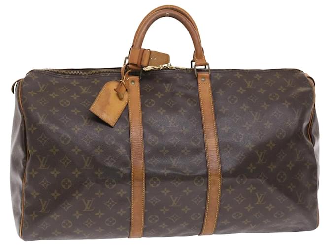 Louis Vuitton-Monogramm Keepall 55 Boston Bag M.41424 LV Auth 50051 Braun Leinwand  ref.1073709