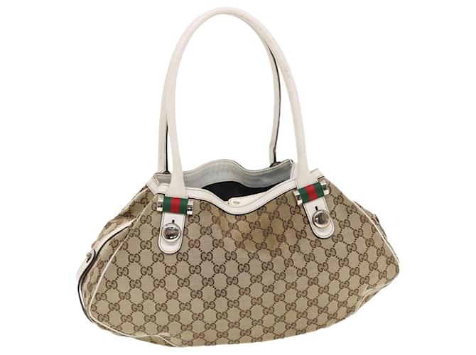GUCCI GG Canvas Web Sherry Line Shoulder Bag Beige Red Green 232971 Auth bs7254 Brown Cloth  ref.1073774