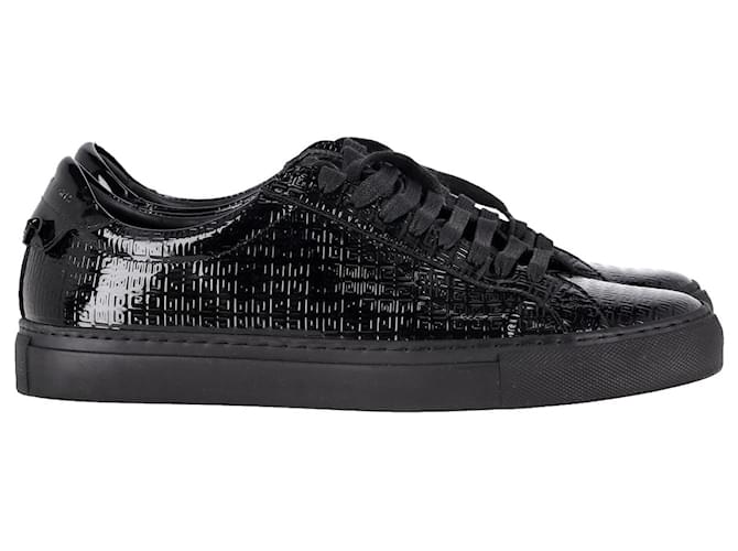 GIVENCHY 4G Embossed Urban Street Sneakers in Black Patent Leather  ref.1073831