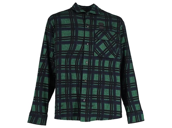 Off White Off-White Arrow-Back Check Flannel Shirt in Green Cotton  ref.1073832