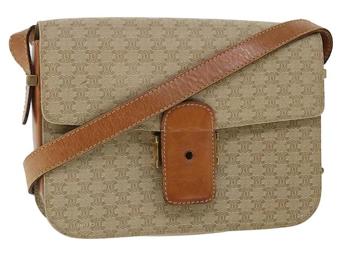 Céline CELINE Macadam Canvas Shoulder Bag Canvas Leather Beige Brown Auth 51028 Synthetic Leatherette  ref.1074012