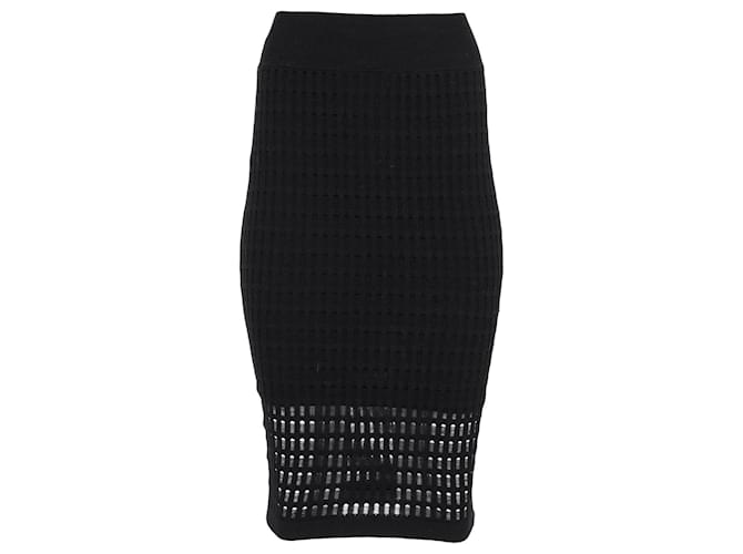 T by Alexander Wang Open Knit Midi Skirt in Black Viscose Cellulose fibre  ref.1074053