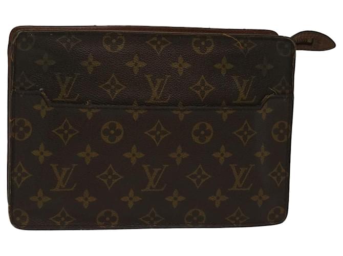 LOUIS VUITTON Monogram Pochette Homme Clutch Bag M51795 LV Auth 50111 Brown Cloth  ref.1074078