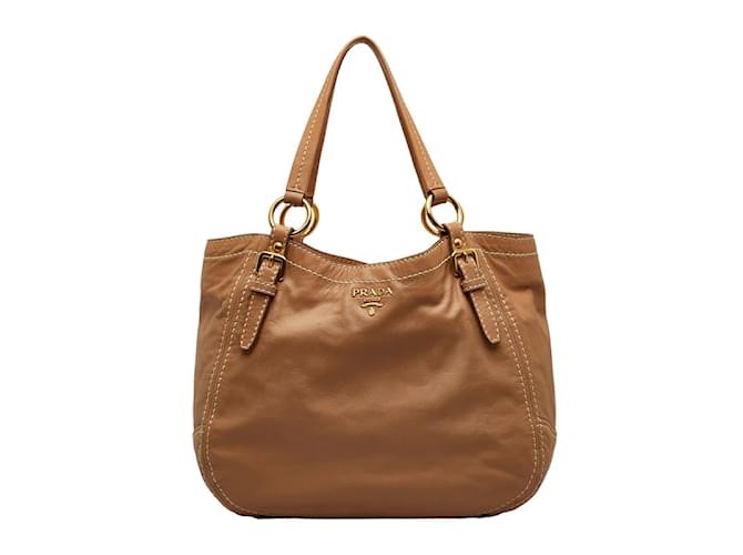 Prada Leather Shoulder Bag BR4691 Brown  ref.1074162