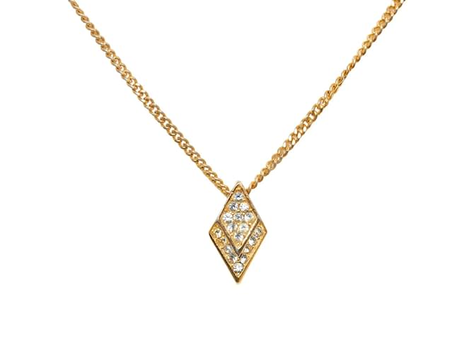 Dior Collier pendentif diamant strass Métal Doré  ref.1074186