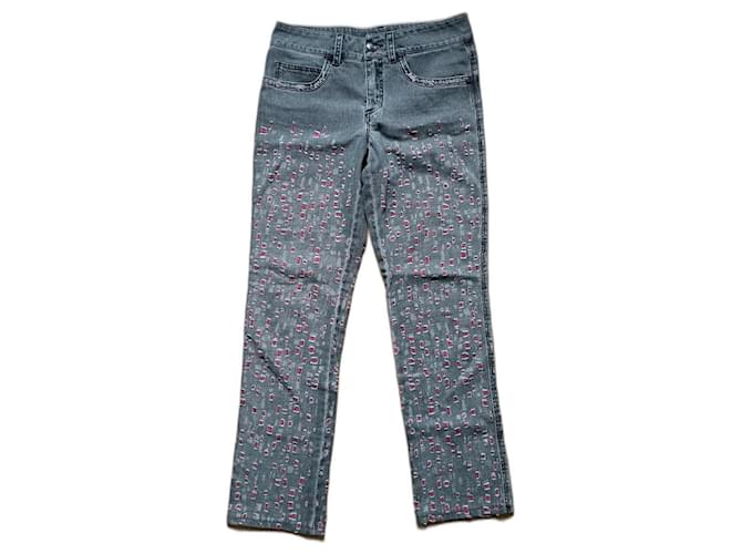 Chanel Jeans Pink Grey Cotton Denim  ref.1074202