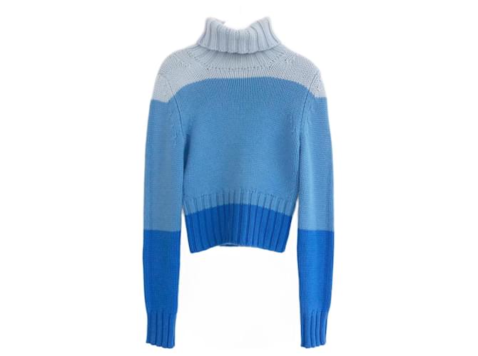 Céline Celine SS00 Blue Colour Block Cashmere Jumper Sweater  ref.1074455