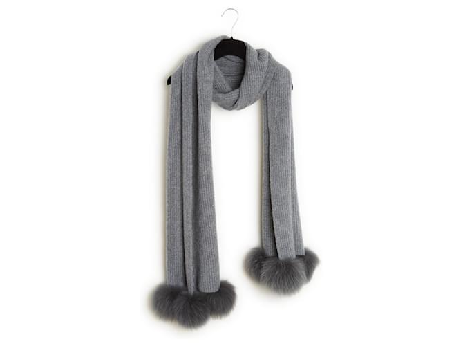 Yves Salomon Ultra soft maxi cashmere scarf Cachemire Gris  ref.1074503