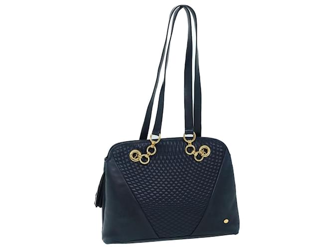 BALLY Quilted Chain Shoulder Bag Leather Navy Auth bs8315 Navy blue  ref.1074635