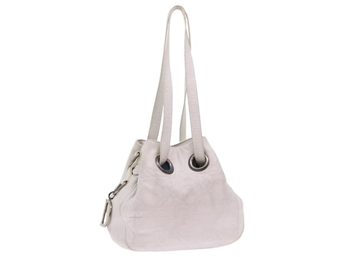 Christian Dior Lady Dior Canage Shoulder Bag Leather White Auth 54830  ref.1074682