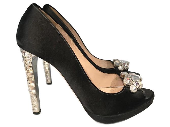 Tacchi MIU MIU T.EU 38.5 Tessuto Nero