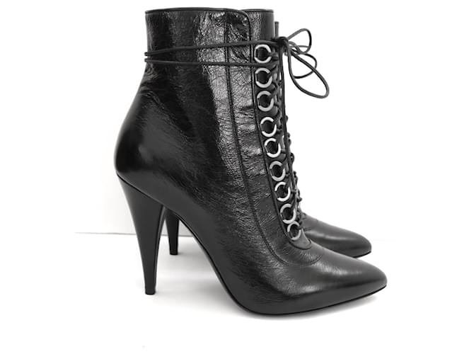 Saint Laurent Fetish 105 textured leather ankle boots - Black  ref.1074802
