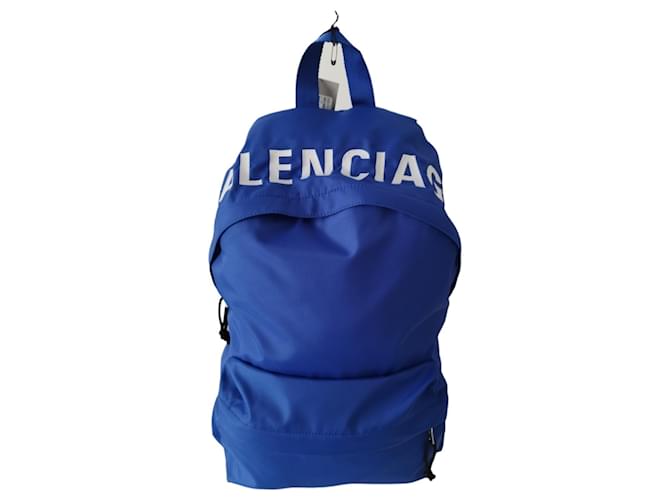 Balenciaga Wheel backpack in blue nylon Cloth  ref.1074803