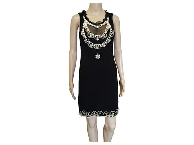 Robe Dior noir, décorés de broderies en perles et strass Synthétique  ref.1074821