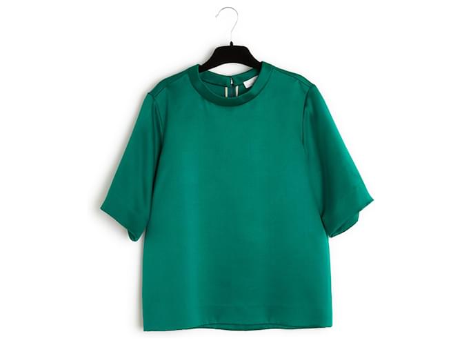 Chloé Chloe Top T shirt Green silk wool satin FR38 Soie Vert  ref.1074916