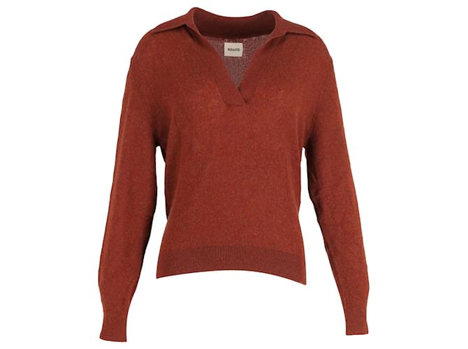 Khaite Jo V-Neck Sweater in Brown Cashmere  Wool  ref.1075069