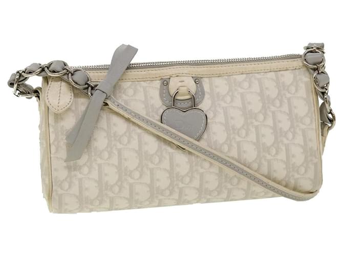 Christian Dior Trotter Romantic Shoulder Bag PVC Leather White Auth am3108 Synthetic Leatherette  ref.1075083