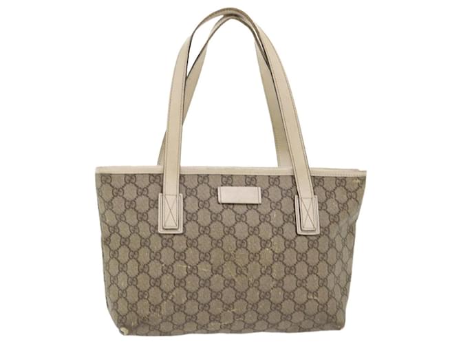 GUCCI GG Canvas Hand Bag PVC Leather Beige 211133 auth 49611 Brown Synthetic Leatherette  ref.1075120